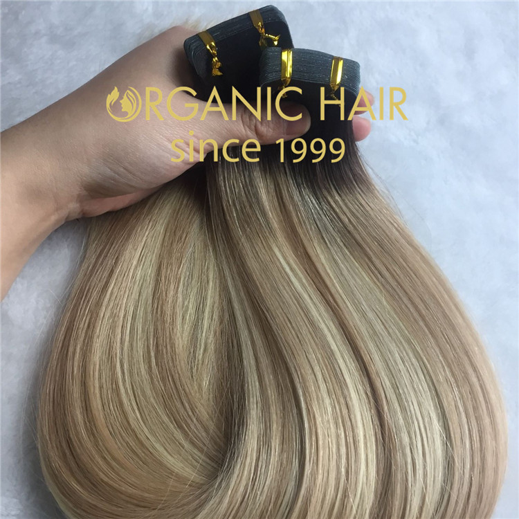 High quality tape in hair extensions color T2/Mix8/613  C49